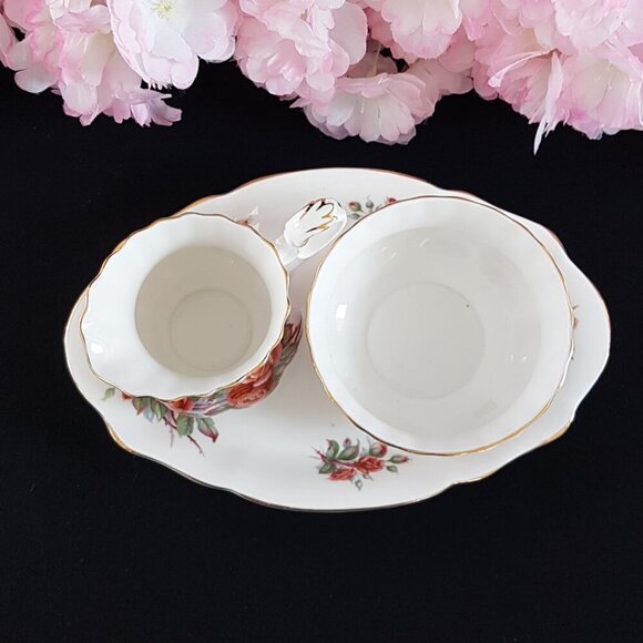 3pc Royal Albert Centennial Rose Bone China Cream Sugar and Tray Set - Picture 7 of 10